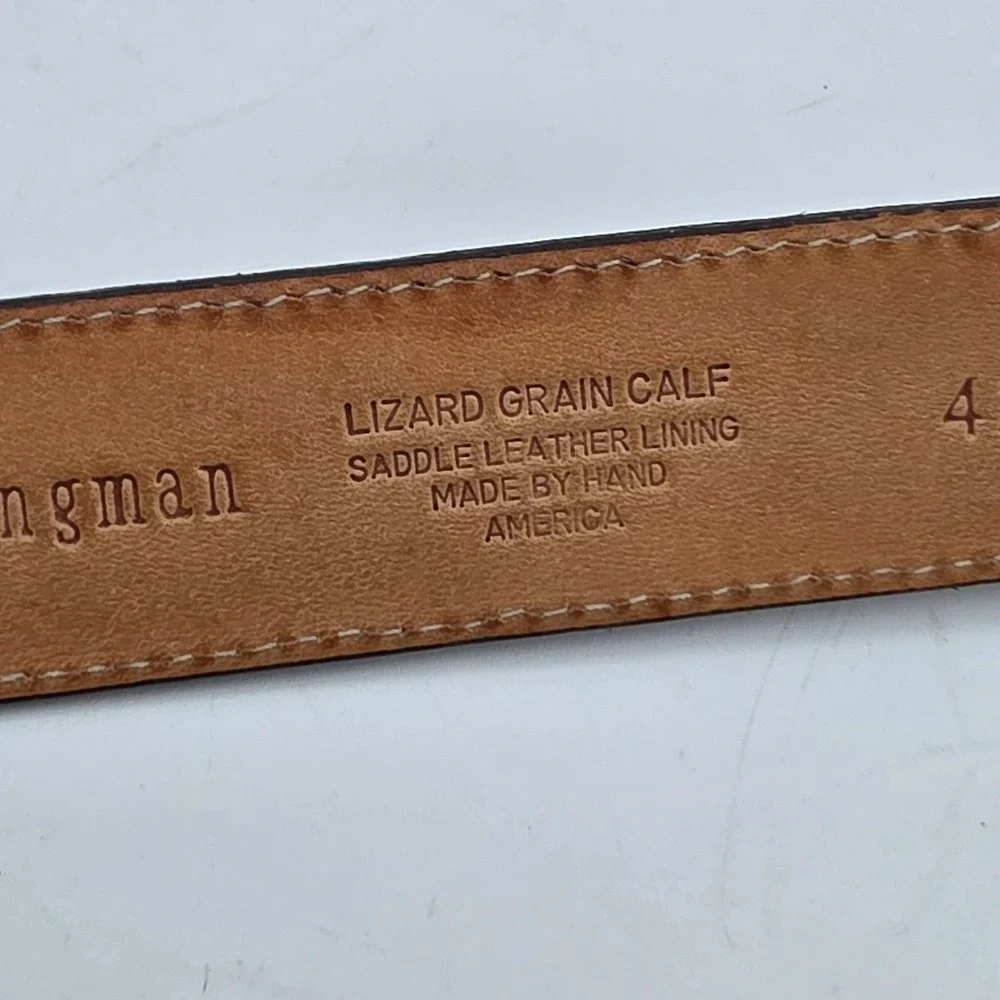 Martin Dingman Belt Mens 36 Brown Genuine‎ Lizard Exotic Classic Luxury Designer